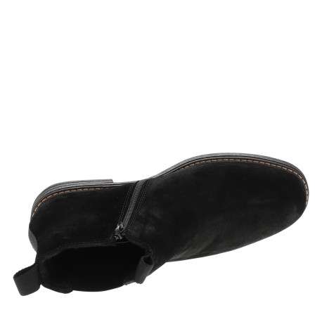 Boots en cuir noir munies d'un zip et d'un soufflet élastiqué - Image 5