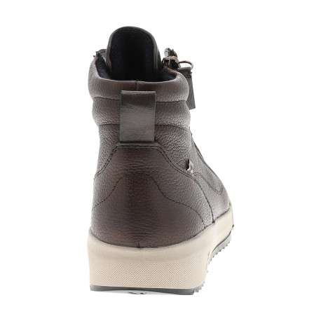 Bottines en cuir grainé chocolat munies de lacets et d'un zip latéral - Image 4