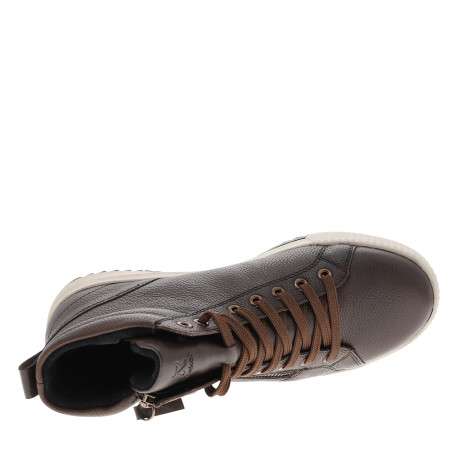 Bottines en cuir grainé chocolat munies de lacets et d'un zip latéral - Image 5