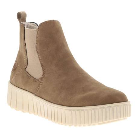 Boots brunes à talon compensé cranté pourvues d'un zip latéral - Image 2
