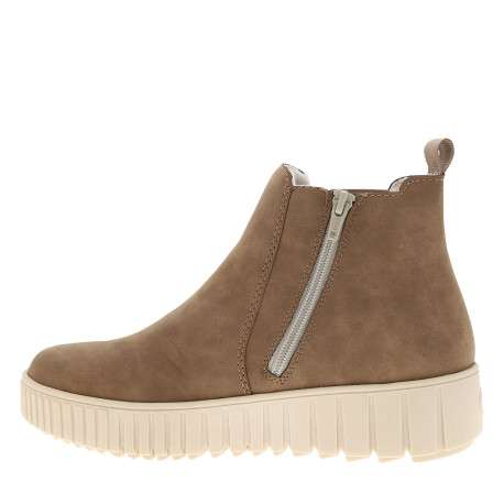 Boots brunes à talon compensé cranté pourvues d'un zip latéral - Image 3