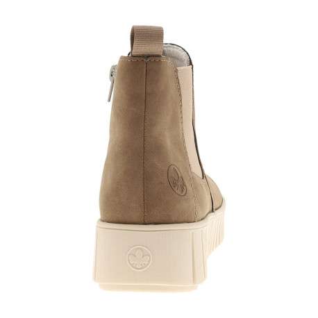 Boots brunes à talon compensé cranté pourvues d'un zip latéral - Image 4