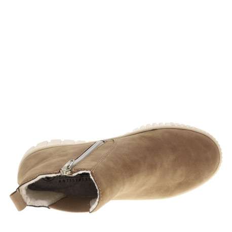 Boots brunes à talon compensé cranté pourvues d'un zip latéral - Image 5