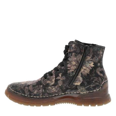 Bottines à revêtement fleuri multicolore dotées de lacets et d'un zip latéral - Image 3