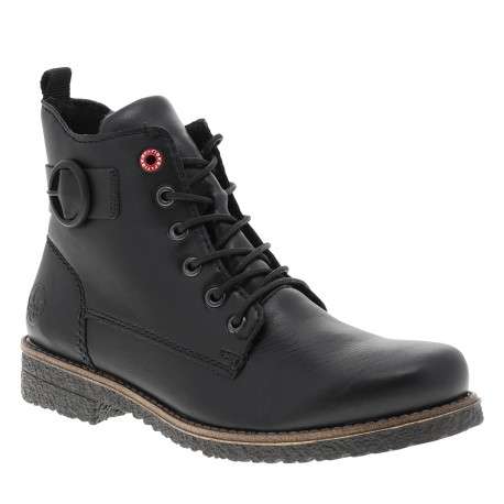 Bottines noires à talon décroché bas munies de lacets et d'un zip latéral - Image 2