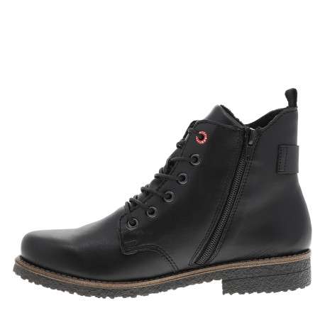 Bottines noires à talon décroché bas munies de lacets et d'un zip latéral - Image 3