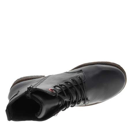 Bottines noires à talon décroché bas munies de lacets et d'un zip latéral - Image 5