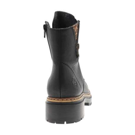 Bottines noires à talon décroché bas ornées d'un empiècement léopard - Image 4