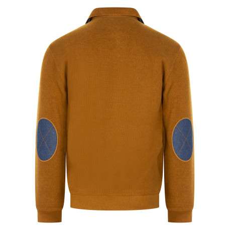 Sweat camel uni avec une coupe droite, un col boutonné et coudières - Image 2