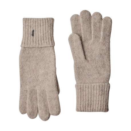 Gants beige pourvu d'un large revers aux poignets et d'un toucher duveteux