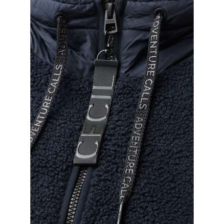 Manteau marine à coupe droite pourvu d'un col à capuche et de manches longues - Image 2