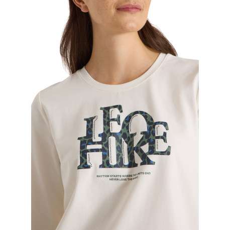 T-shirt en coton écru à coupe droite pourvu d'un col rond et de manches 3/4 - Image 5