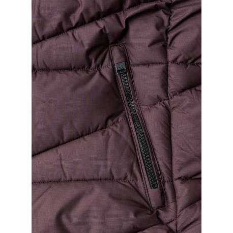 Manteau bordeaux à coupe droite pourvu d'un col à capuche et de manches longues - Image 2