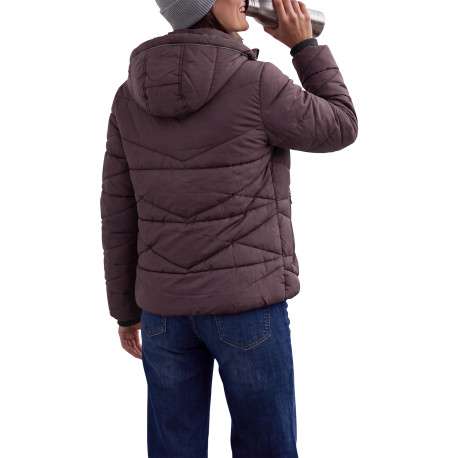 Manteau bordeaux à coupe droite pourvu d'un col à capuche et de manches longues - Image 4
