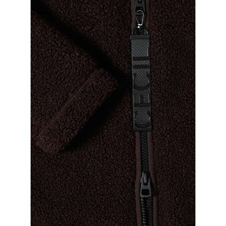 Manteau brun à coupe droite pourvu d'un col à capuche et de manches longues - Image 2