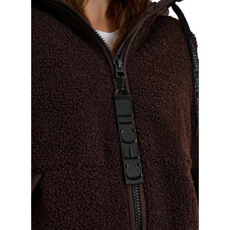 Manteau brun à coupe droite pourvu d'un col à capuche et de manches longues - Image 6