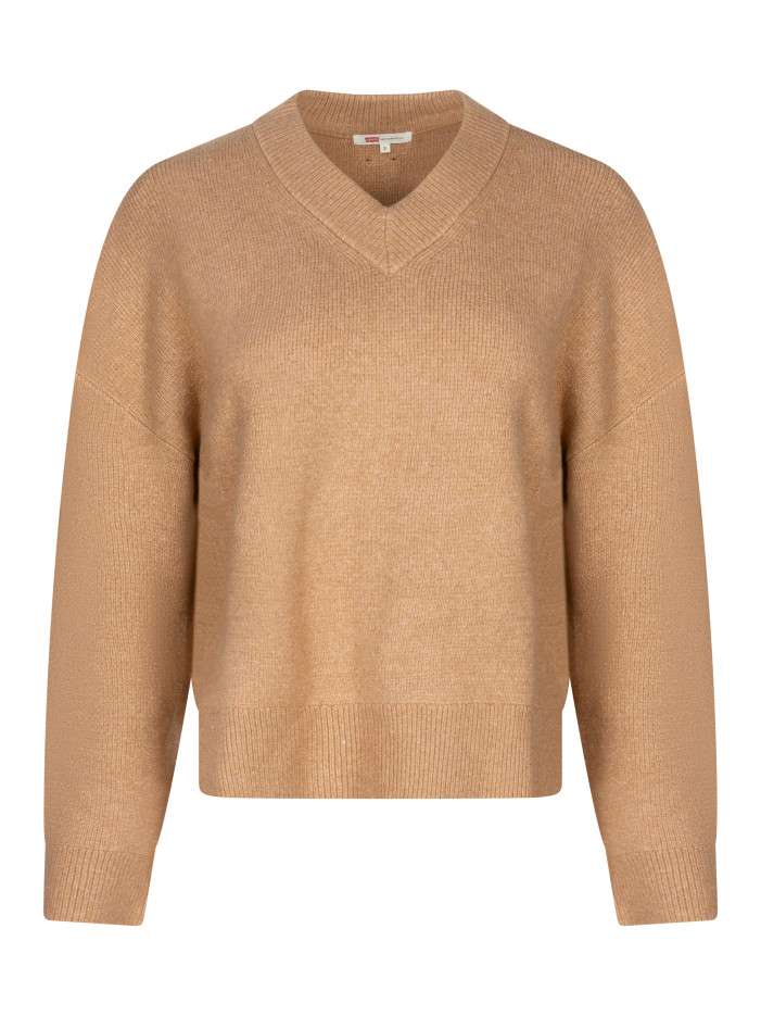 Pull à col V beige en...