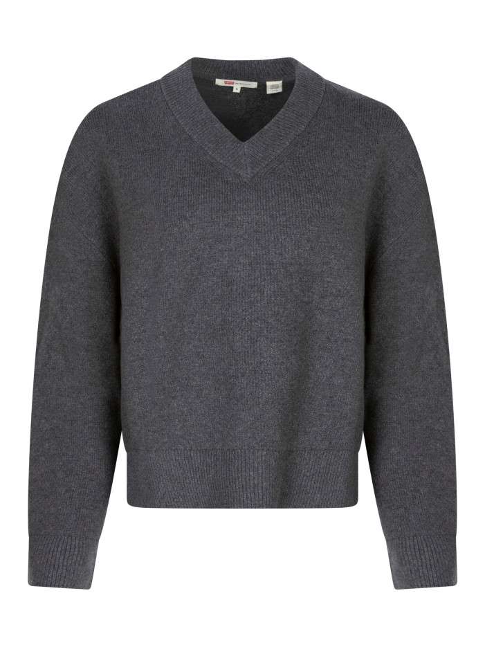 Pull à col V gris en maille...