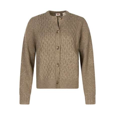 Gilet à col rond taupe doté d'une coupe droite et des manches longues