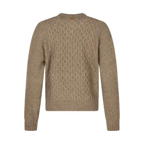 Gilet à col rond taupe doté d'une coupe droite et des manches longues - Image 2