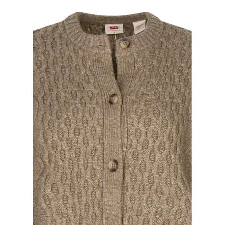 Gilet à col rond taupe doté d'une coupe droite et des manches longues - Image 3