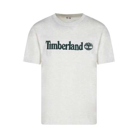 T-shirt en coton écru uni avec une coupe droite et un col rond