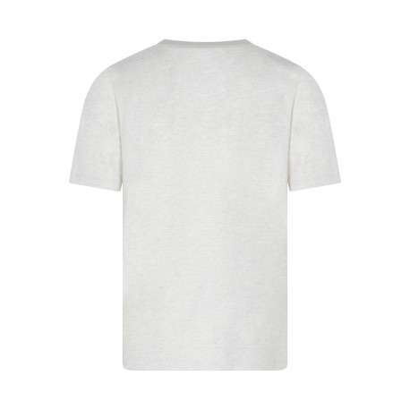 T-shirt en coton écru uni avec une coupe droite et un col rond - Image 2