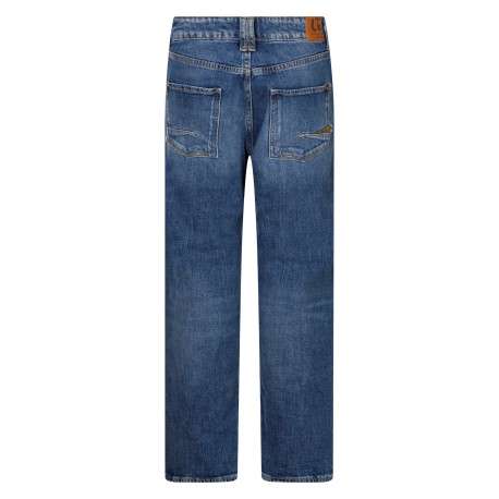 Jean à taille réglable en coton bleu denim pourvu de 5 poches - Image 2