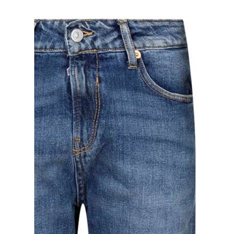 Jean à taille réglable en coton bleu denim pourvu de 5 poches - Image 3
