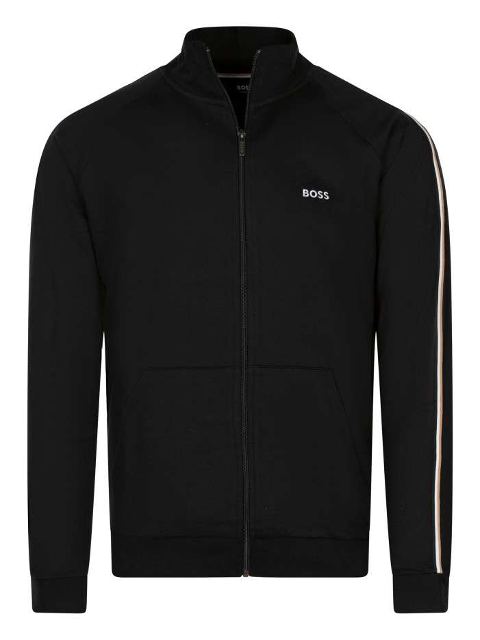 Sweat zippé en coton noir à coupe droite pourvu d'un col montant