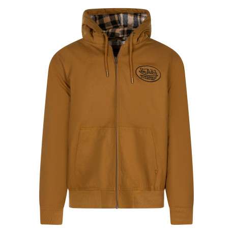 Blouson en coton camel pourvu de 2 poches plaquées à l'avant