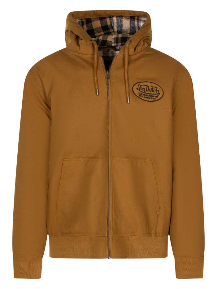 Blouson en coton camel pourvu de 2 poches plaquées à l'avant
