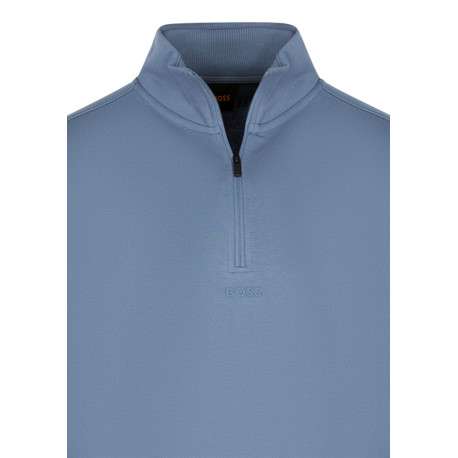 Sweat en coton bleu pourvu d'une coupe droite et d'un col camionneur - Image 3