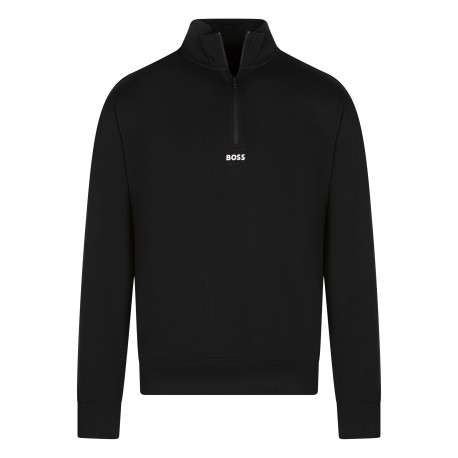 Sweat en coton noir pourvu d'une coupe droite et d'un col camionneur