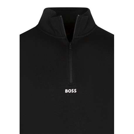 Sweat en coton noir pourvu d'une coupe droite et d'un col camionneur - Image 3