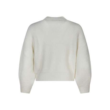 Pull écru à coupe droite pourvu d'un col montant et de manches longues - Image 2