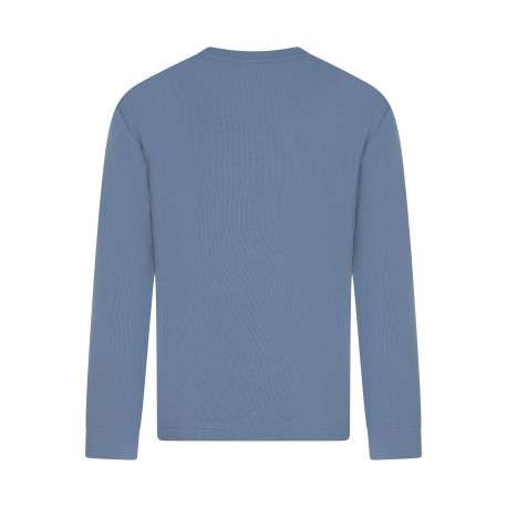 Sweat en coton mélangé bleu à coupe droite pourvu d'un col rond - Image 2