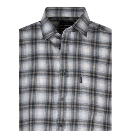 Chemise en coton gris et écru à carreaux pourvue d'une coupe droite - Image 3
