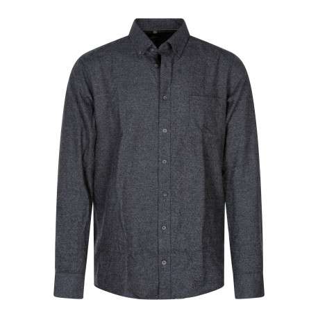 Chemise en flanelle de coton anthracite pourvue d'une coupe droite