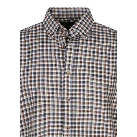 Chemise en coton marron à carreaux pourvue d'une coupe droite - Image 3