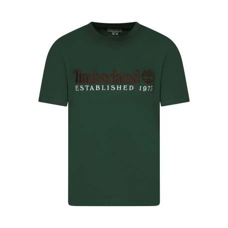 T-shirt en coton vert uni avec une coupe droite et des manches courtes
