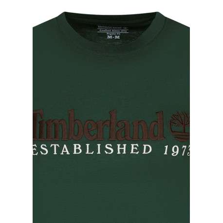 T-shirt en coton vert uni avec une coupe droite et des manches courtes - Image 3