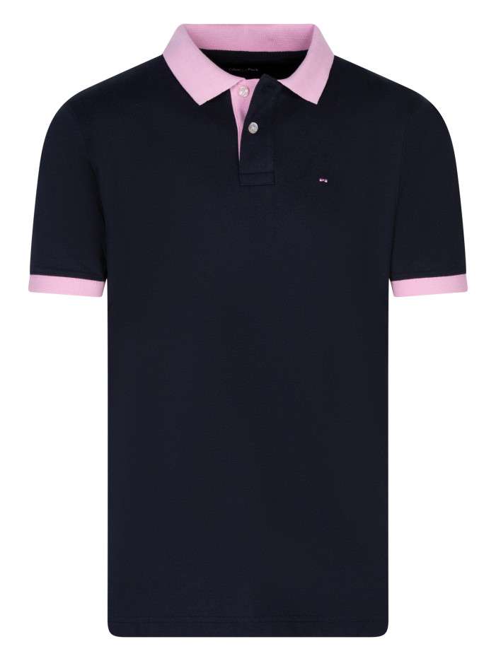 Polo en coton marine à...