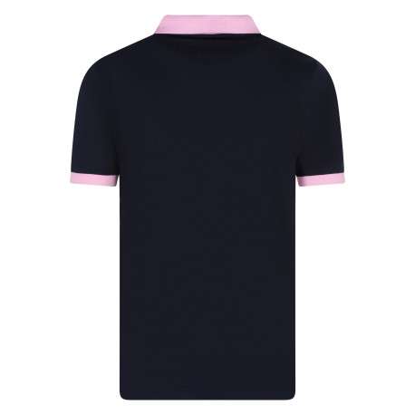 Polo en coton marine à coupe droite pourvu d'un col boutonné - Image 2