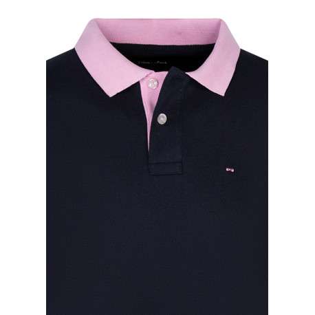 Polo en coton marine à coupe droite pourvu d'un col boutonné - Image 3
