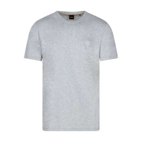 T-shirt en coton gris pourvu d'une coupe droite et d'un col rond