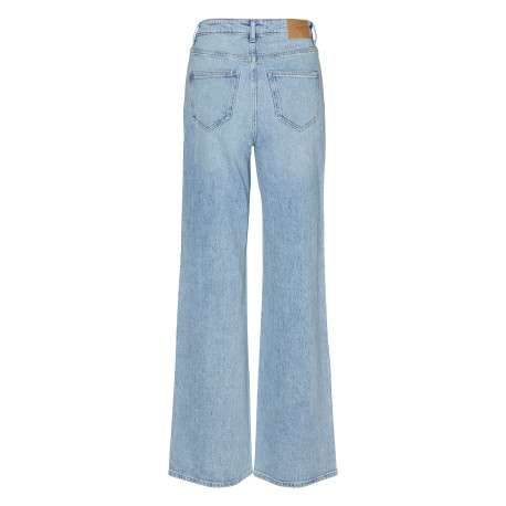 Jean en coton bleu clair délavé pourvu de 5 poches à coupe bootcut - Image 2