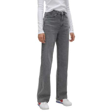 Jean en coton gris délavé pourvu de 5 poches à coupe bootcut