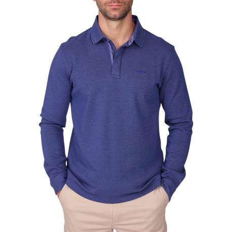 Polo en coton biologique marine à coupe droite pourvu d'un col à revers