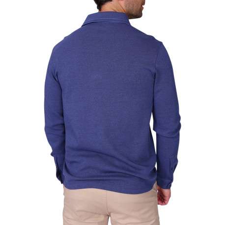 Polo en coton biologique marine à coupe droite pourvu d'un col à revers - Image 2
